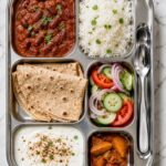 Indian thali with curry and rice